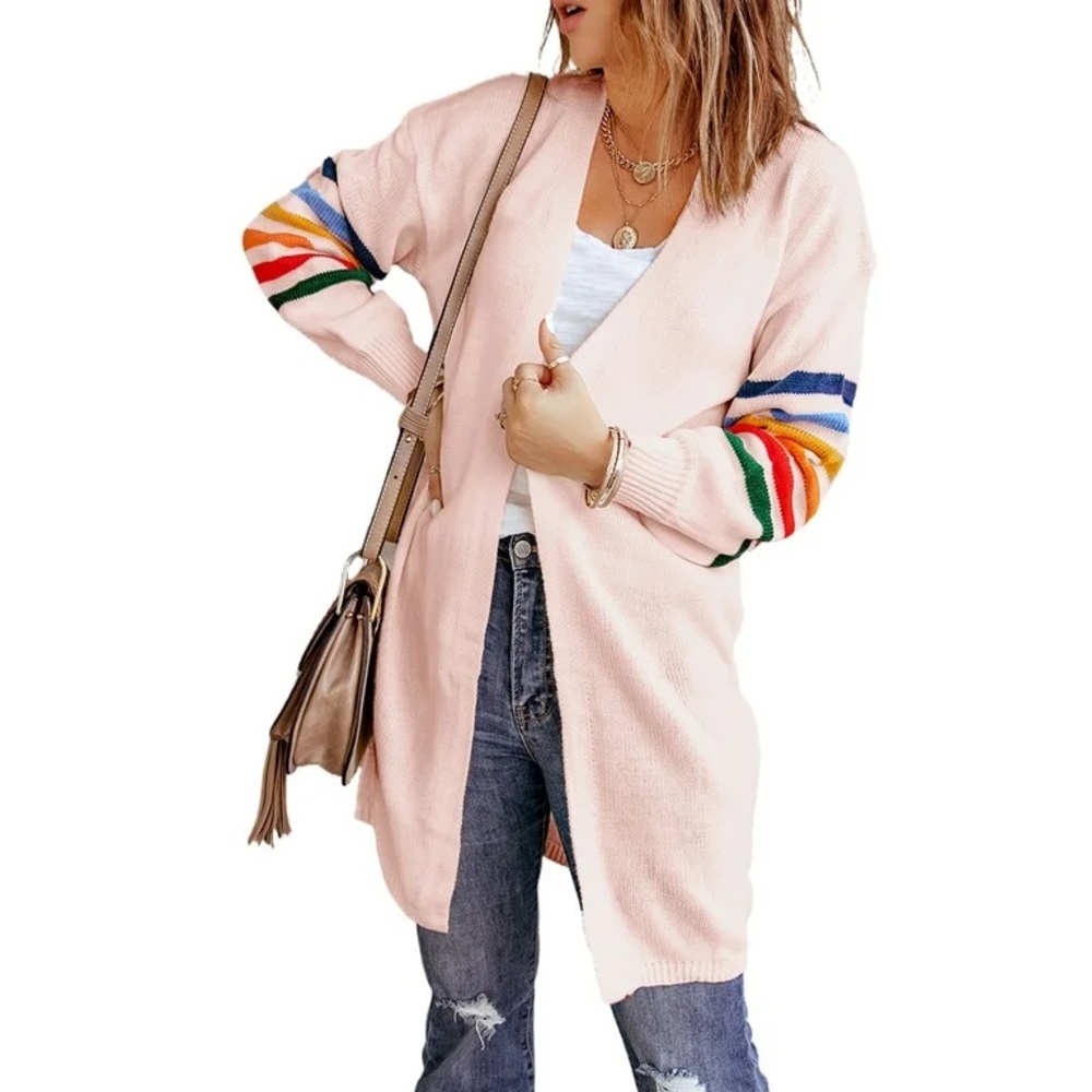 Stripe sleeve cardigan